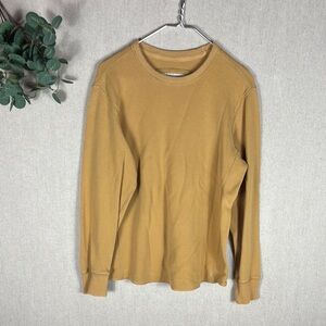Eddie Bauer > Mustard Cotton Crew Neck Waffle Long Sleeve Shirt Medium